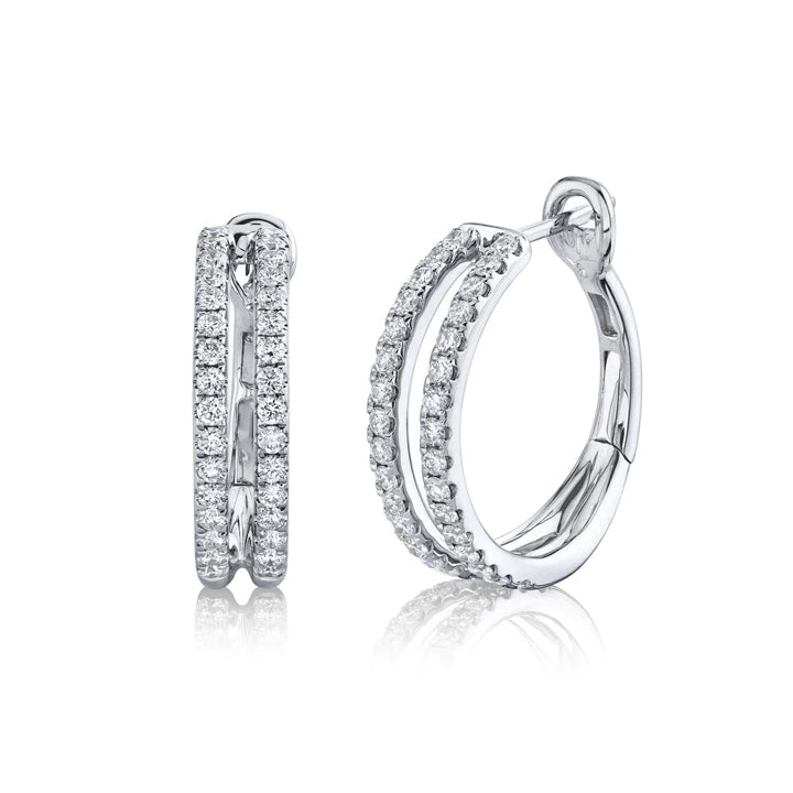 14K White Gold 0.79ctw Diamond Hoop Earrings - SC22007280