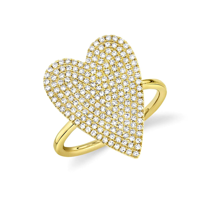 14K Yellow Gold 0.56ctw Diamond Pave Heart Ring - SC55009105