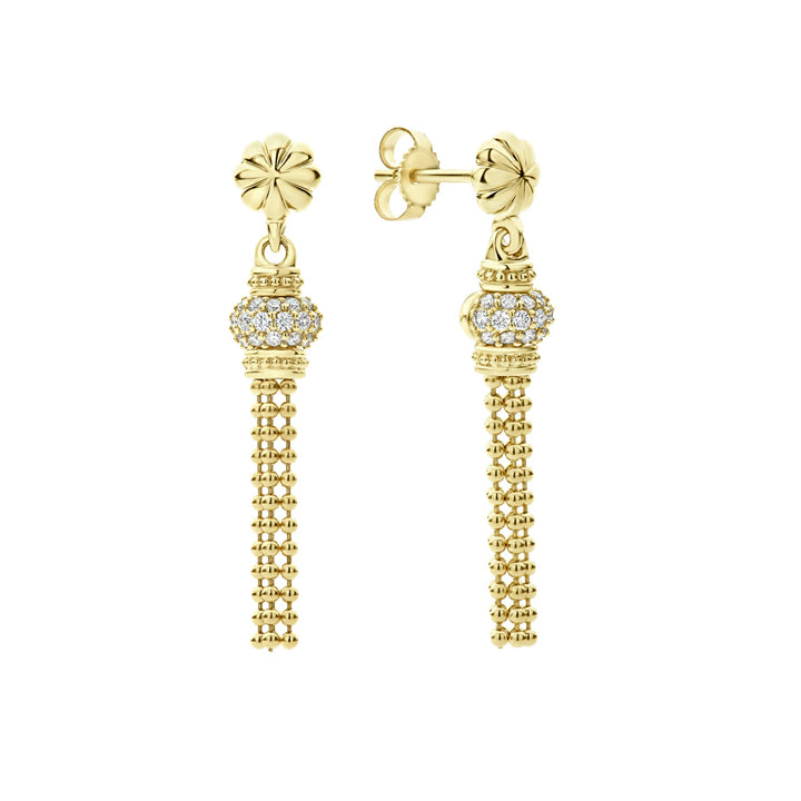 Lagos Caviar Gold Tassel Diamond Earrings - 01-11019-DD