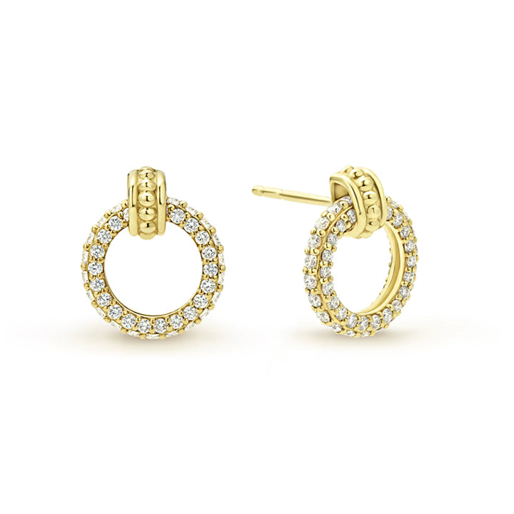 Lagos 18K Gold Circle Diamond Stud Earrings - 01-11097-DD