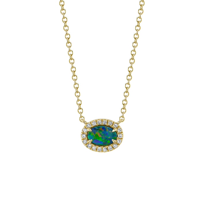 Shy Creation 14K Gold Diamond & Opal Pendant Necklace - SC55022506