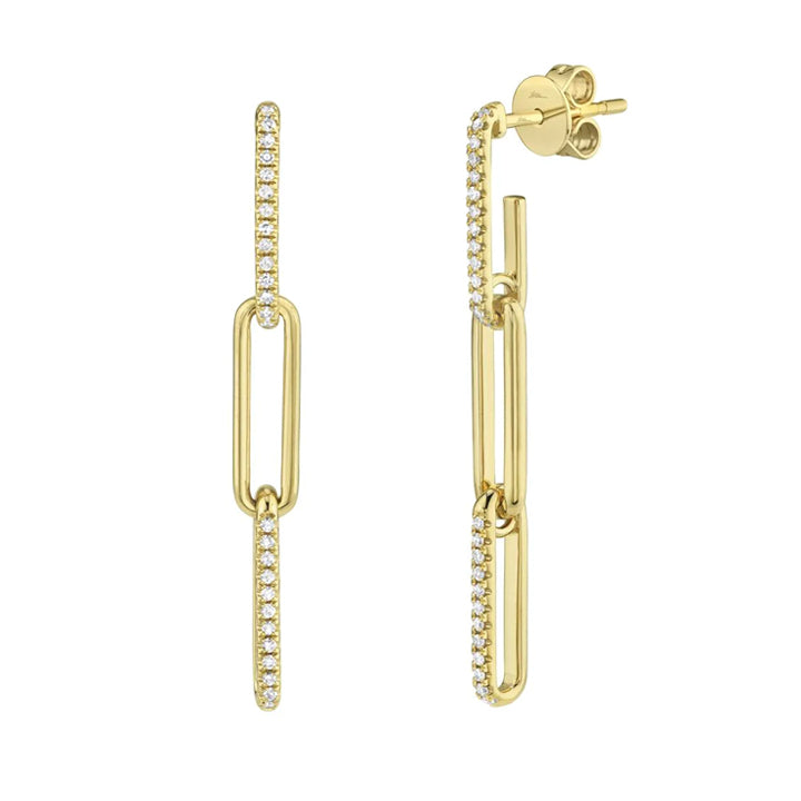 14K Yellow Gold 0.17ctw Diamond Paperclip Link Earrings - SC55009644