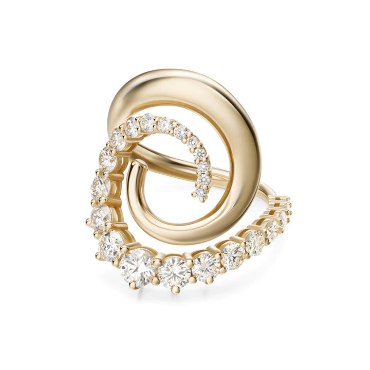 Melissa Kaye 18K Gold Riley Partial Diamond Ring