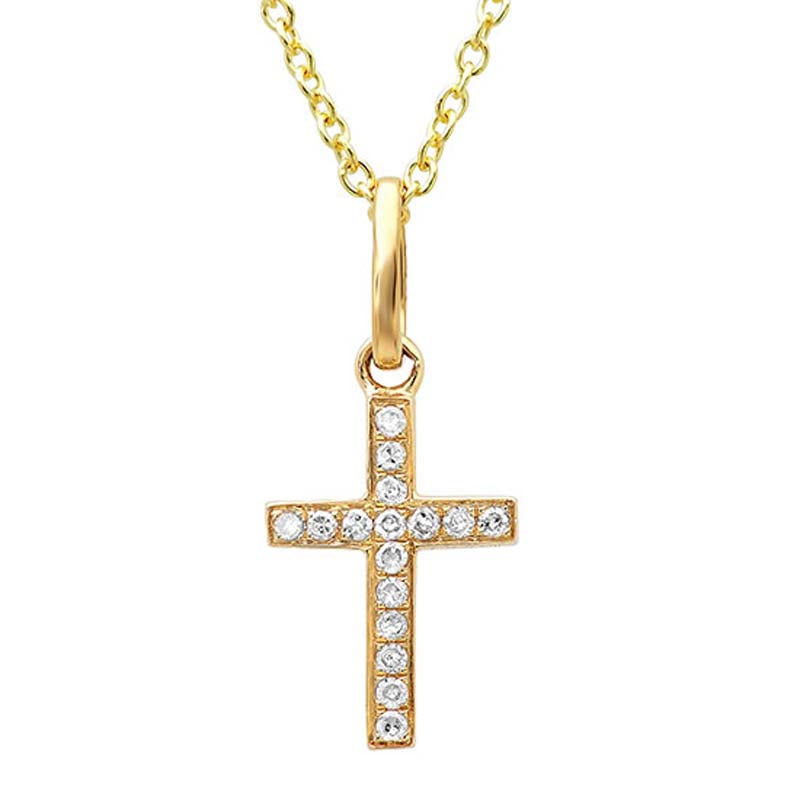 A great gift for a first communion or baptism! This 14K rose gold diamond cross necklace is the perfect everyday cross!