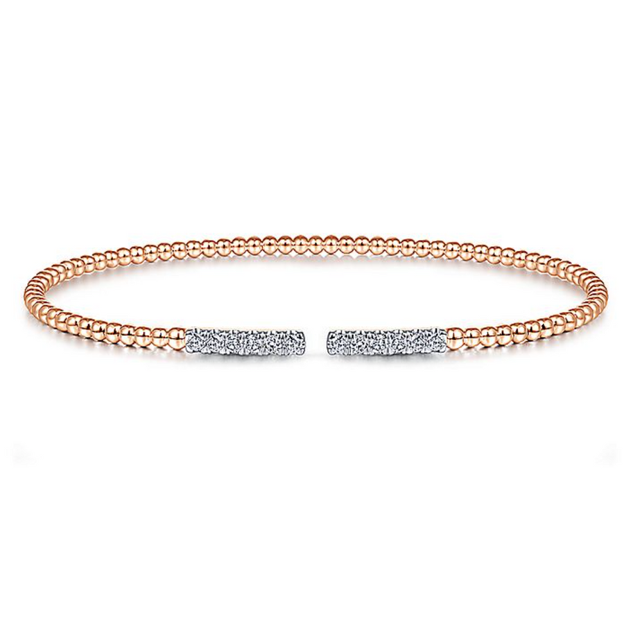 Gabriel 14K Yellow Gold Bujukan Bead Split Cuff Bracelet with Bezel Set  Diamonds – Bailey's Fine Jewelry