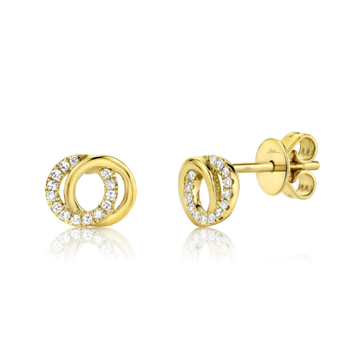 14K Yellow Gold Diamond Love Knot Circle Earrings - SC55009822