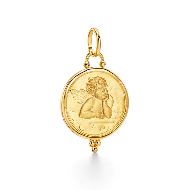 Temple St. Clair 18K Angel Pendant 21mm - AP21-BEZGRN