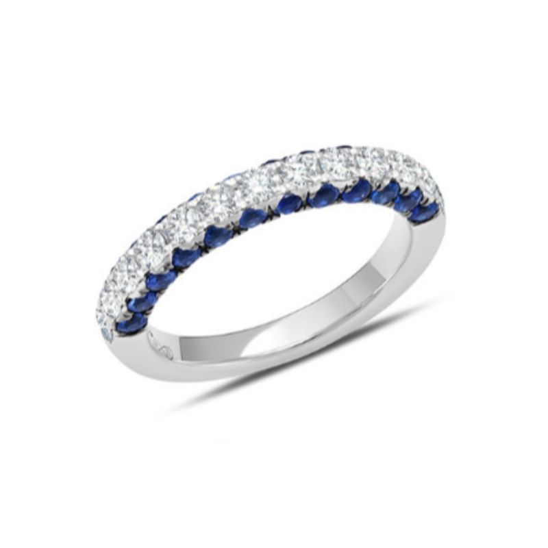 18kt white gold diamond sapphire half band ring